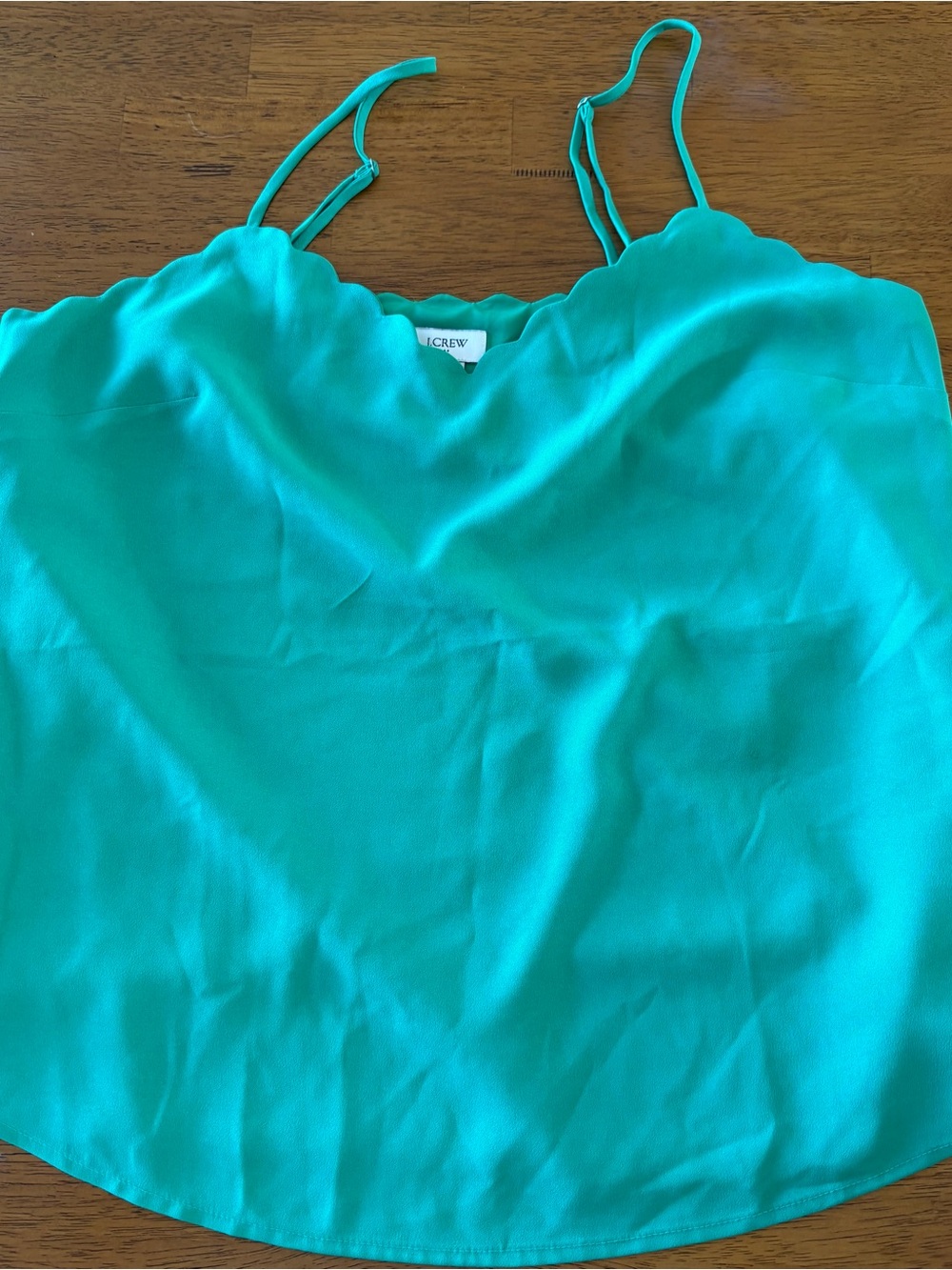 J. Crew Scallop-Edge Camisole in Teal Green